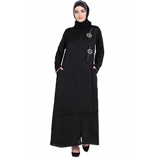 Designer Nida abaya with handwork- Black 